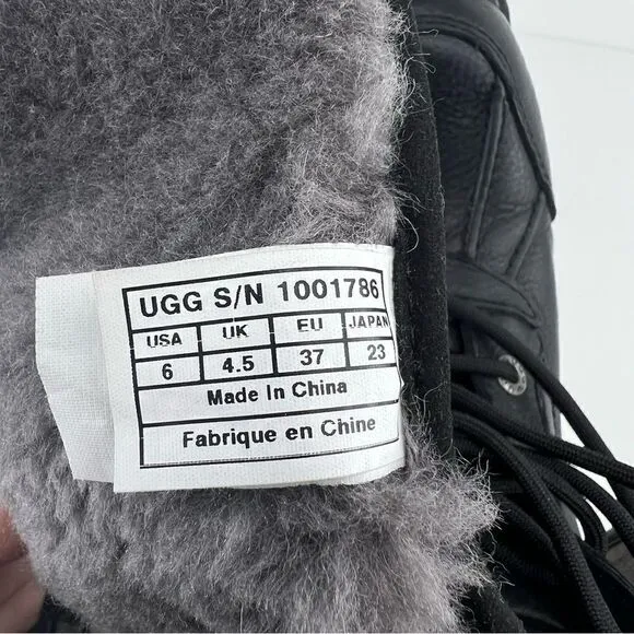 Ugg Australia Adirondack Tall Black and Gray Women’s Boots, Size 6
