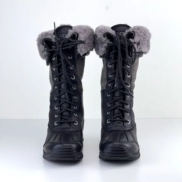 Ugg Australia Adirondack Tall Black and Gray Women’s Boots, Size 6