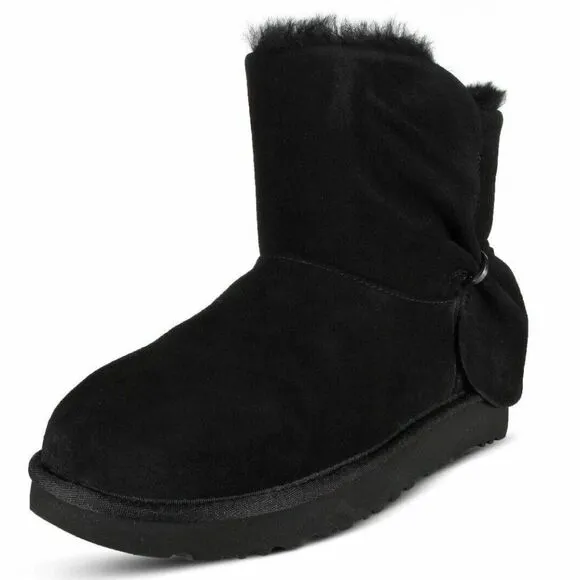 UGG Australia Classic Mini Twist UGG490 Women's Black Suede Snow Boots UGG491