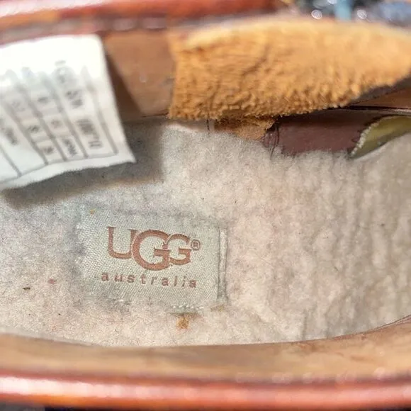 UGG Australian Penelope Genuine Leather Ankle Boots Sz 7 Women Zip Brown 1008710