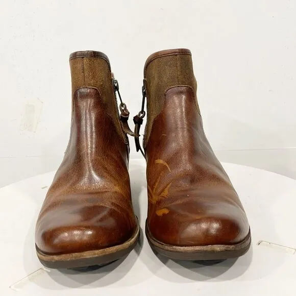 UGG Australian Penelope Genuine Leather Ankle Boots Sz 7 Women Zip Brown 1008710