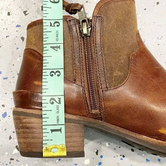 UGG Australian Penelope Genuine Leather Ankle Boots Sz 7 Women Zip Brown 1008710