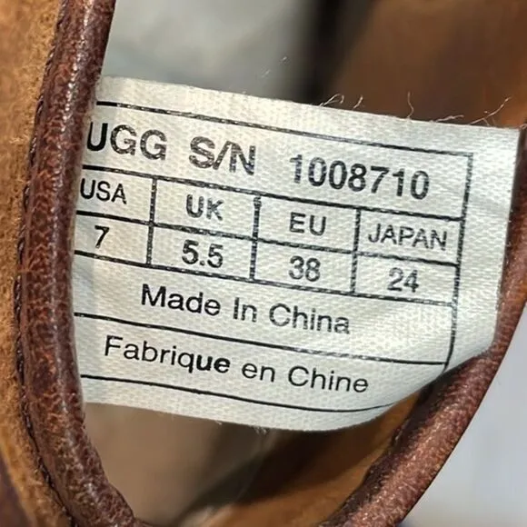 UGG Australian Penelope Genuine Leather Ankle Boots Sz 7 Women Zip Brown 1008710