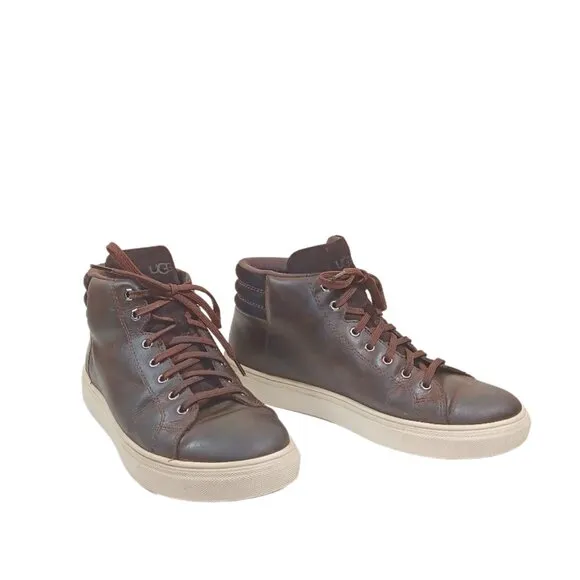 UGG Baysider Sneakers Mens 8.5 Brown Waterproof Leather   Suede High Weather