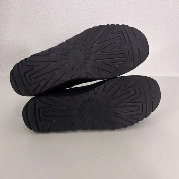 UGG Black Leather Deconstructed Zip Up Boots
