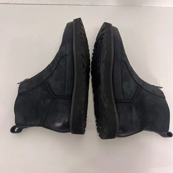 UGG Black Leather Deconstructed Zip Up Boots