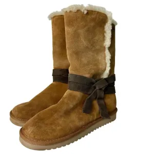 Ugg Boots Rozalia Koolaburra Tie Shearling Suede Leather Tall Chestnut Brown 8