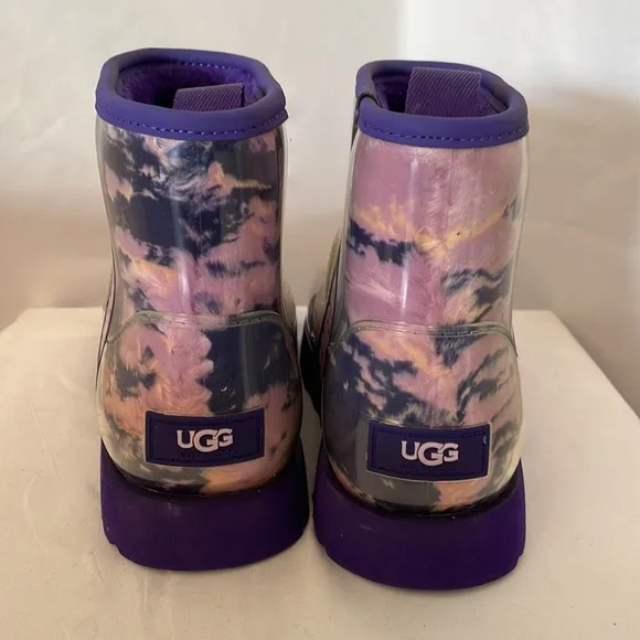 UGG boots short purple and pink camo style  rubber boot like new size 7