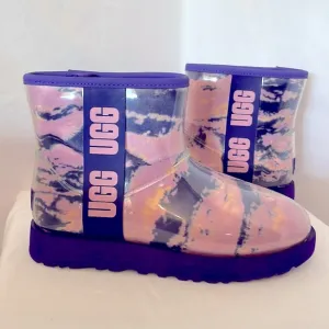 UGG boots short purple and pink camo style  rubber boot like new size 7