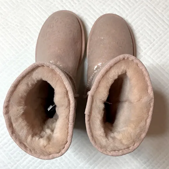 UGG Classic 9” Short Snow Leopard Quartz Boots, Size 6