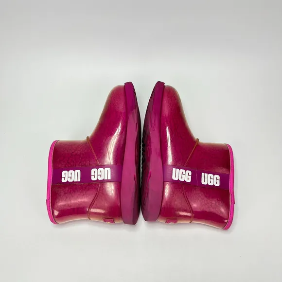 UGG Classic Clear Pink Lined Rain Winter Slip On Bootie Shoes Youth Size 4