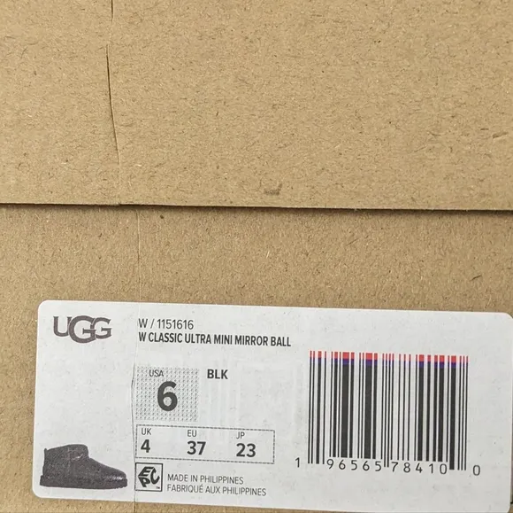 UGG Classic Ultra Mini Mirror Ball Boots, Black, Womens 6