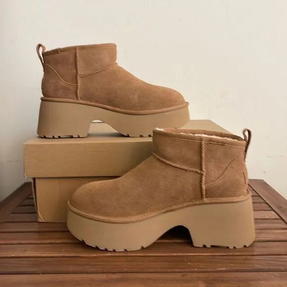 UGG Classic Ultra Mini New Heights Boots Chestnut Women Size 11