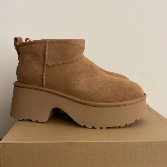 UGG Classic Ultra Mini New Heights Boots Chestnut Women Size 11