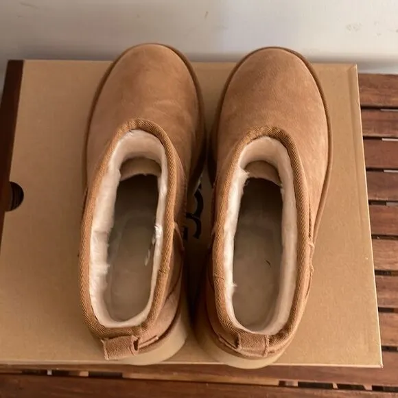 UGG Classic Ultra Mini New Heights Boots Chestnut Women Size 11