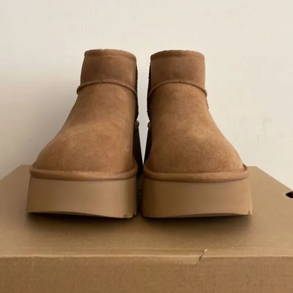 UGG Classic Ultra Mini New Heights Boots Chestnut Women Size 11
