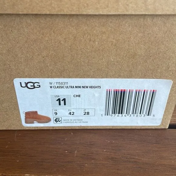 UGG Classic Ultra Mini New Heights Boots Chestnut Women Size 11