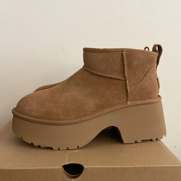 UGG Classic Ultra Mini New Heights Boots Chestnut Women Size 11