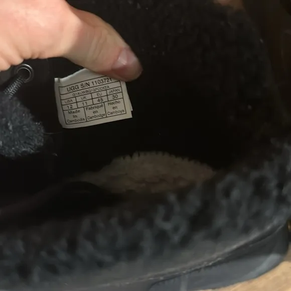 UGG Felton Black Waterproof Leather Duck Winter Snow Boots US 12 Men.