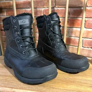 UGG Felton Black Waterproof Leather Duck Winter Snow Boots US 12 Men.