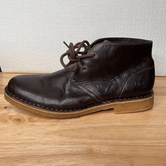 UGG Leighton 3275 2 Eye Leather Chukka Boots Men Size 7 Chocolate Brown