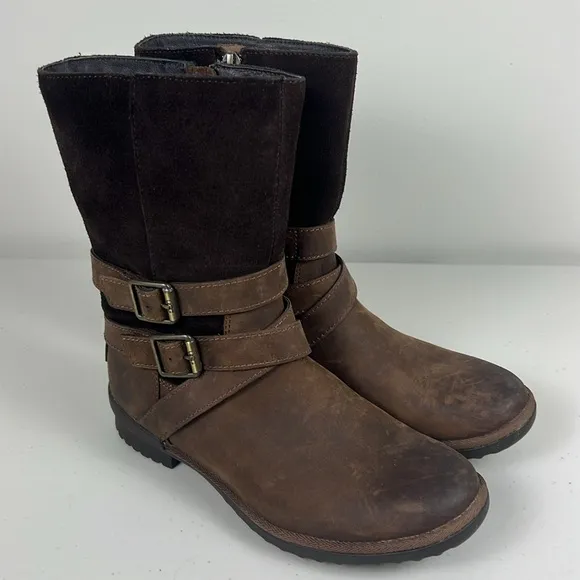 Ugg Lorna Boot | Waterproof Rain Snow Boot | Brown Leather LIKE NEW