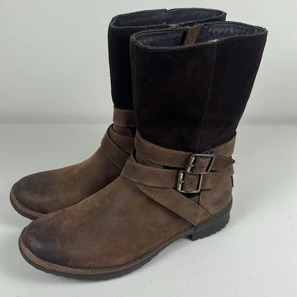 Ugg Lorna Boot | Waterproof Rain Snow Boot | Brown Leather LIKE NEW