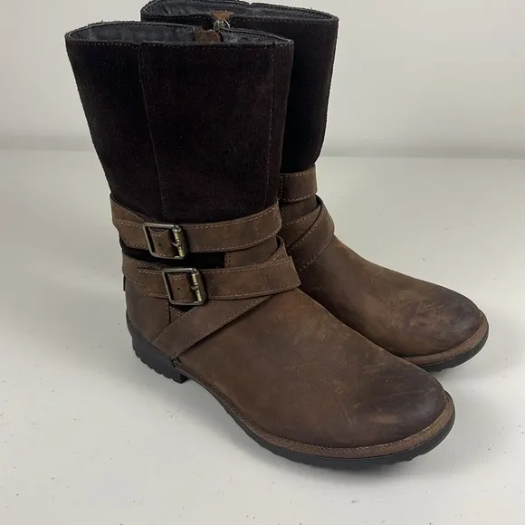 Ugg Lorna Boot | Waterproof Rain Snow Boot | Brown Leather LIKE NEW