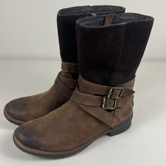 Ugg Lorna Boot | Waterproof Rain Snow Boot | Brown Leather LIKE NEW