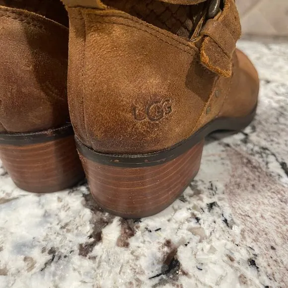 UGG Lula Mae Women’s Leather Boots Tan Brown Size 6