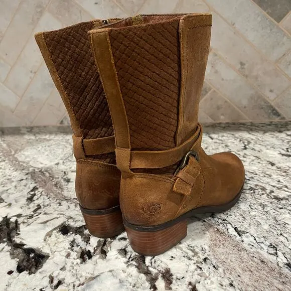 UGG Lula Mae Women’s Leather Boots Tan Brown Size 6