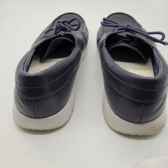UGG mens Catton Leather Navy blue Boat Shoes loafers Size 13 slip on casual