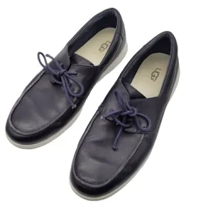UGG mens Catton Leather Navy blue Boat Shoes loafers Size 13 slip on casual