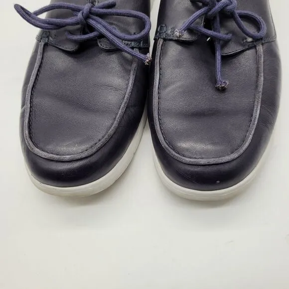 UGG mens Catton Leather Navy blue Boat Shoes loafers Size 13 slip on casual