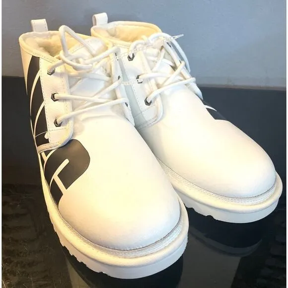 UGG NEUMEL CHOPD MEN’S BOOTS PEBBLED WHITE LEATHER US 12 NWOB