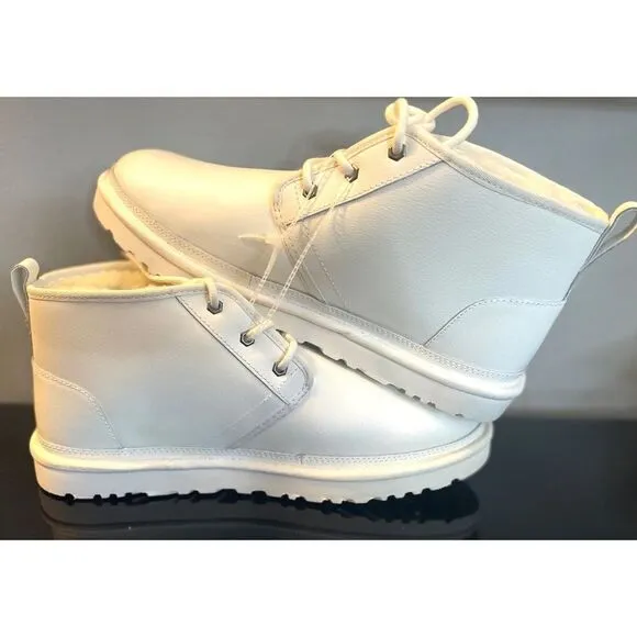 UGG NEUMEL CHOPD MEN’S BOOTS PEBBLED WHITE LEATHER US 12 NWOB