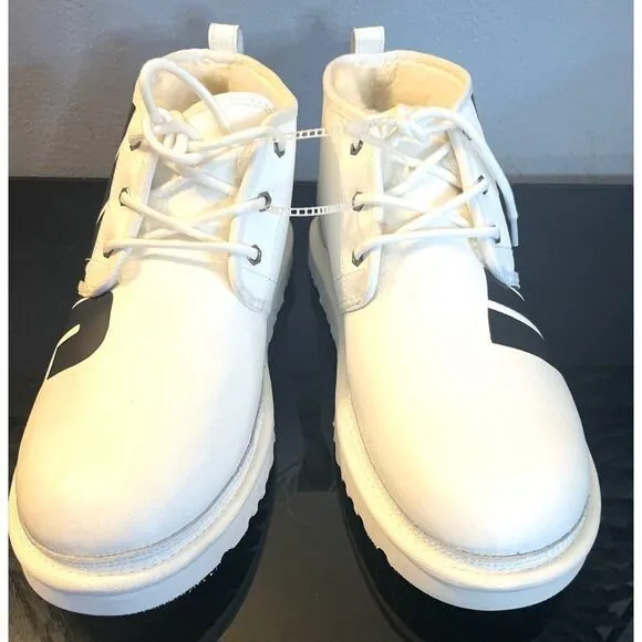 UGG NEUMEL CHOPD MEN’S BOOTS PEBBLED WHITE LEATHER US 12 NWOB