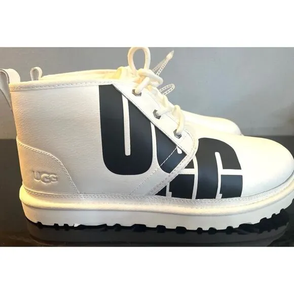UGG NEUMEL CHOPD MEN’S BOOTS PEBBLED WHITE LEATHER US 12 NWOB