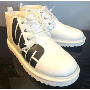 UGG NEUMEL CHOPD MEN’S BOOTS PEBBLED WHITE LEATHER US 12 NWOB