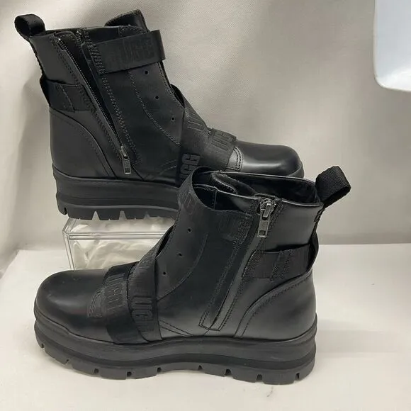UGG Sid Boots Women's Size 9.5 Black Straps Leather 1116136 Punk Rock Biker Goth