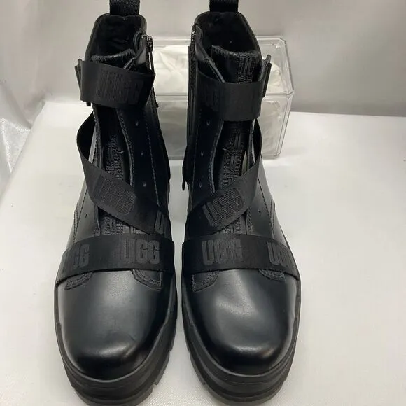 UGG Sid Boots Women's Size 9.5 Black Straps Leather 1116136 Punk Rock Biker Goth