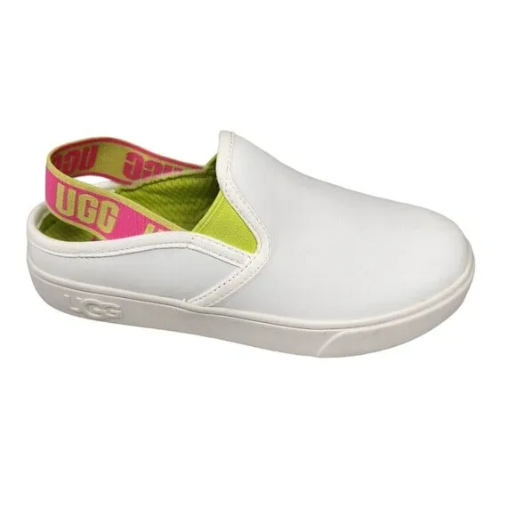Ugg Size 6 M Aivey Slingback Leather Sneakers Shoes Slip On White Green 154