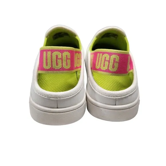 Ugg Size 6 M Aivey Slingback Leather Sneakers Shoes Slip On White Green 154