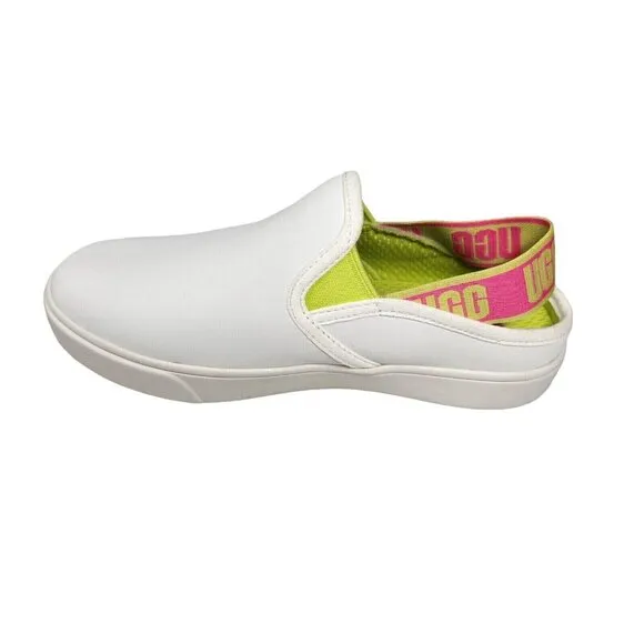 Ugg Size 6 M Aivey Slingback Leather Sneakers Shoes Slip On White Green 154