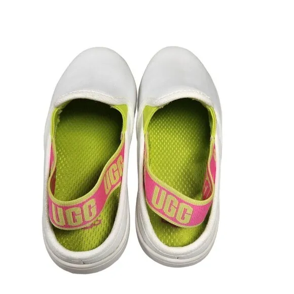 Ugg Size 6 M Aivey Slingback Leather Sneakers Shoes Slip On White Green 154