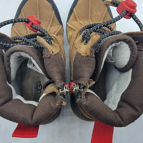 UGG Turlock Kids 2 Brown Leather Waterproof Walnut Snow Boots Insulation 200g