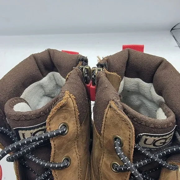 UGG Turlock Kids 2 Brown Leather Waterproof Walnut Snow Boots Insulation 200g