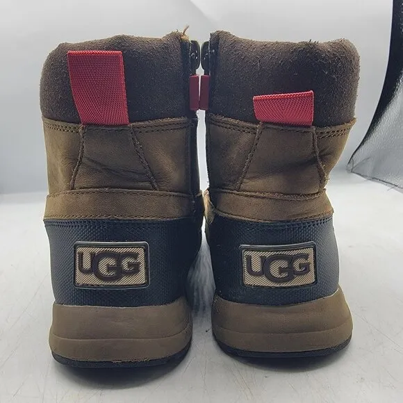 UGG Turlock Kids 2 Brown Leather Waterproof Walnut Snow Boots Insulation 200g
