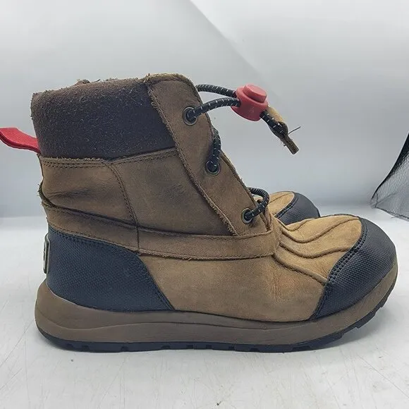 UGG Turlock Kids 2 Brown Leather Waterproof Walnut Snow Boots Insulation 200g