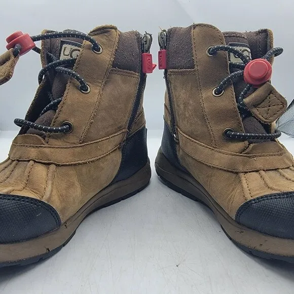 UGG Turlock Kids 2 Brown Leather Waterproof Walnut Snow Boots Insulation 200g